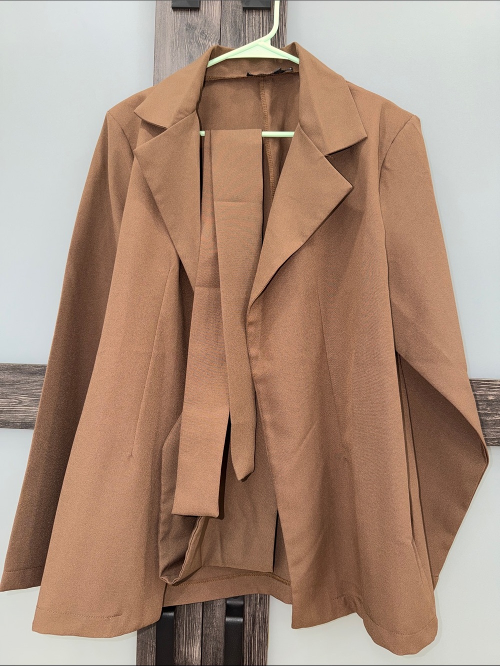 Women's Brown Tie-Front Blazer Jacket - Picture 1 of 2